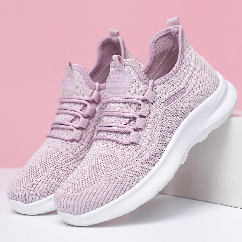 Pantofi sport pentru femei, pantofi sport casual cu talpă joasă, respirabili, cu talpă moale, țesături zburătoare, pantofi de maree