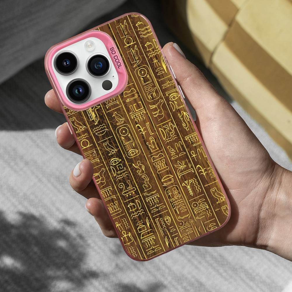 Egypt Art Hieroglyphics Phone Case For iPhone 16,15,14,17,13,12,11,Mini,Pro,SE,XS,MAX Pink Matte Silicone Cover iPhone13PROMAX