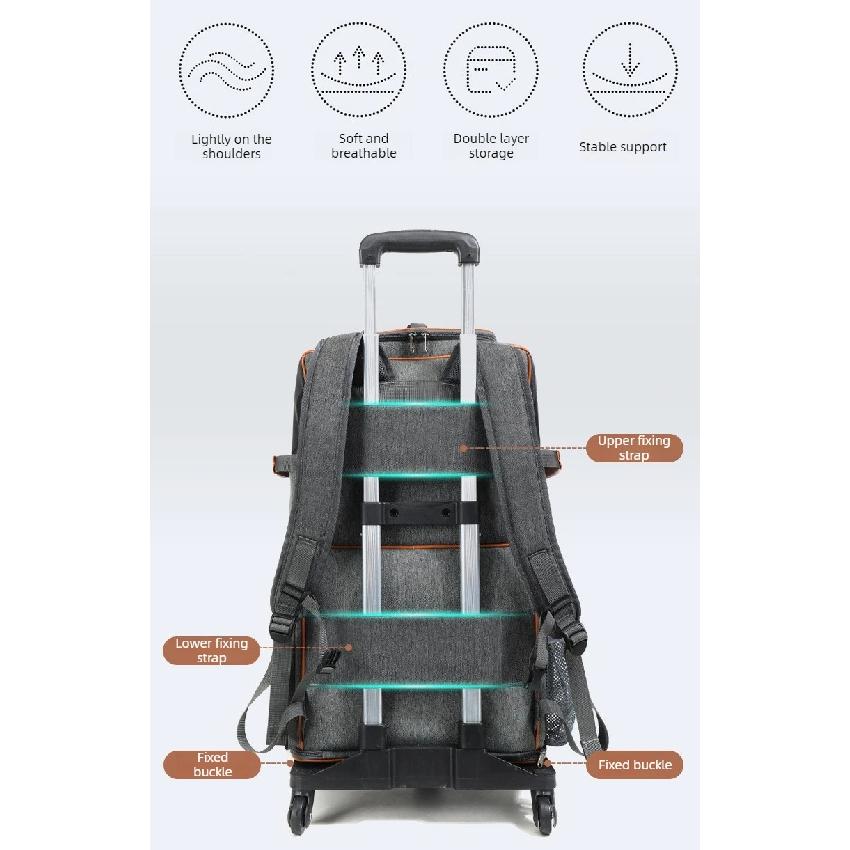 Double Layer Cat Backpack Detachable Pet Trolley Cart Breathable Large Space Cats Travel Backpack Cat Small Dog Outdoor Carrier
