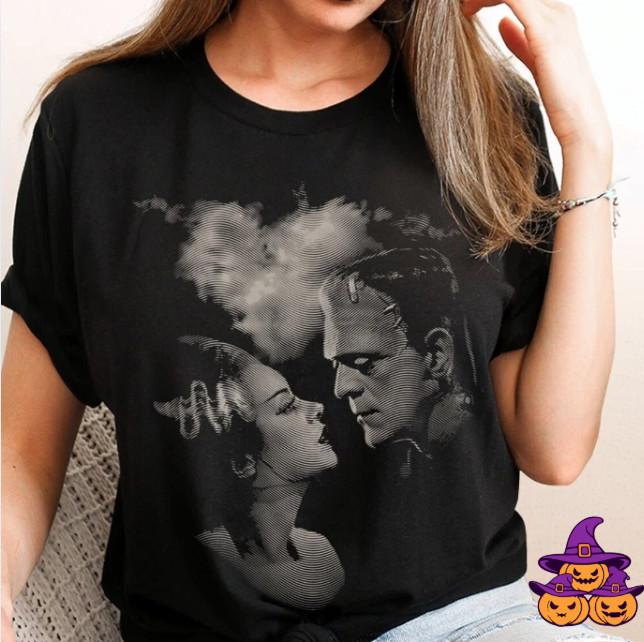 The Bride of Frankenstein Shirt For Valentines Day Horror Film Halloween T-shirt Unisex T-Shirt M