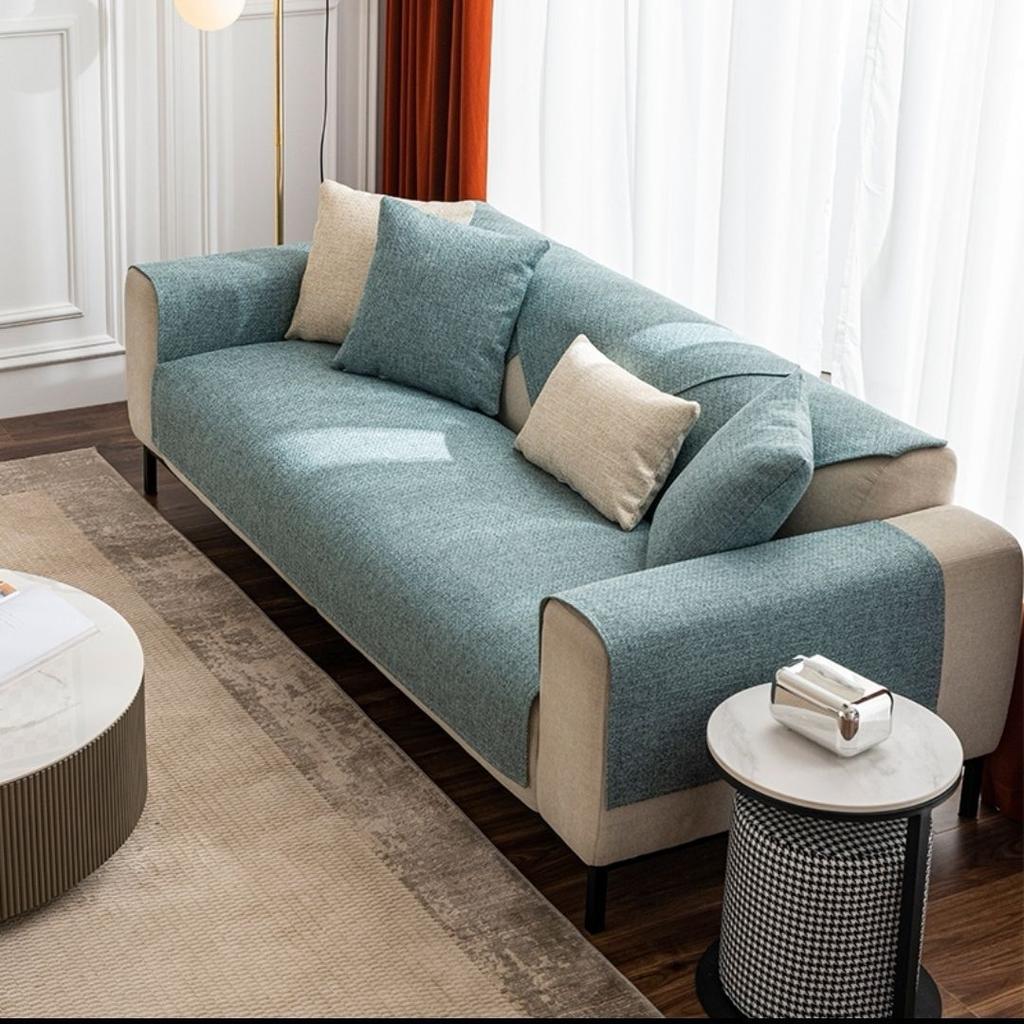 Linen Fabric Solid Color Sofa Cushion Simple Modern Sofa Towel Four Seasons Universal Non-slip Sofa Cushion
