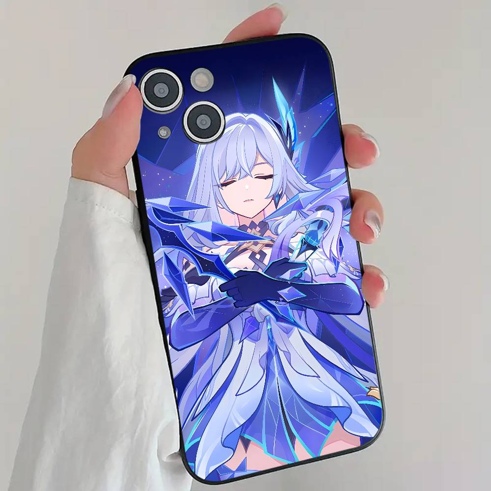 S-Skirk Anime Game G-Genshin I-Impact Phone Case Cool Black Silicone Soft For IPhone 16 15 14 13 12 11 X XR Plus Pro Max Plus