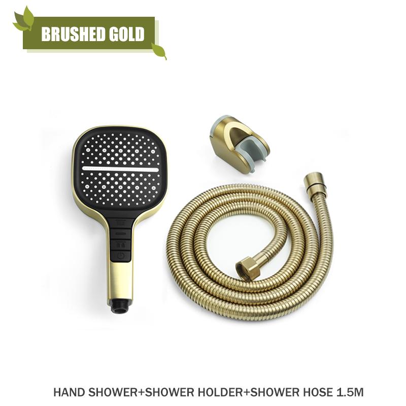 ABS Hand Shower Brushed Gold Chrome White Black 7 Modes Hand Held Shower Wall Mounted Adjustable Holder Hand Hold Shower Head
