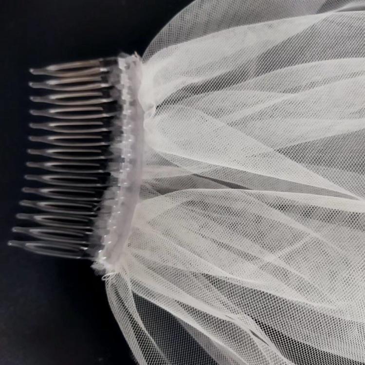Bachelorette Party Double Layer Tulle Veil with Comb - Short Bridal & Bridesmaid Vintage Pearl Decoration