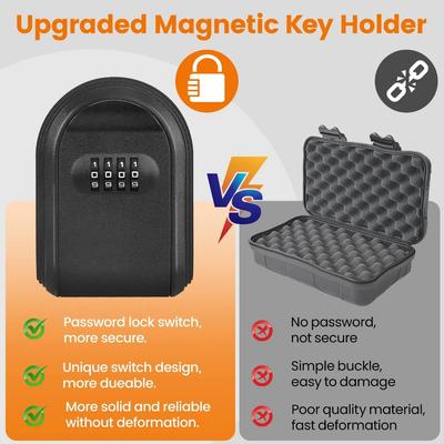 Magnetic Key Box Hider Under Car with 4 Digit Combination with Strong Magnet Lock Box Hide Key Outdoors Waterproof with Signal