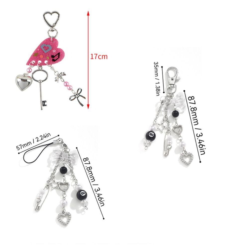 Zinc Zinc Alloy 8 Ball Star Keychain Phone Chain Billiards Black 8 Key Chain  Creative Gift