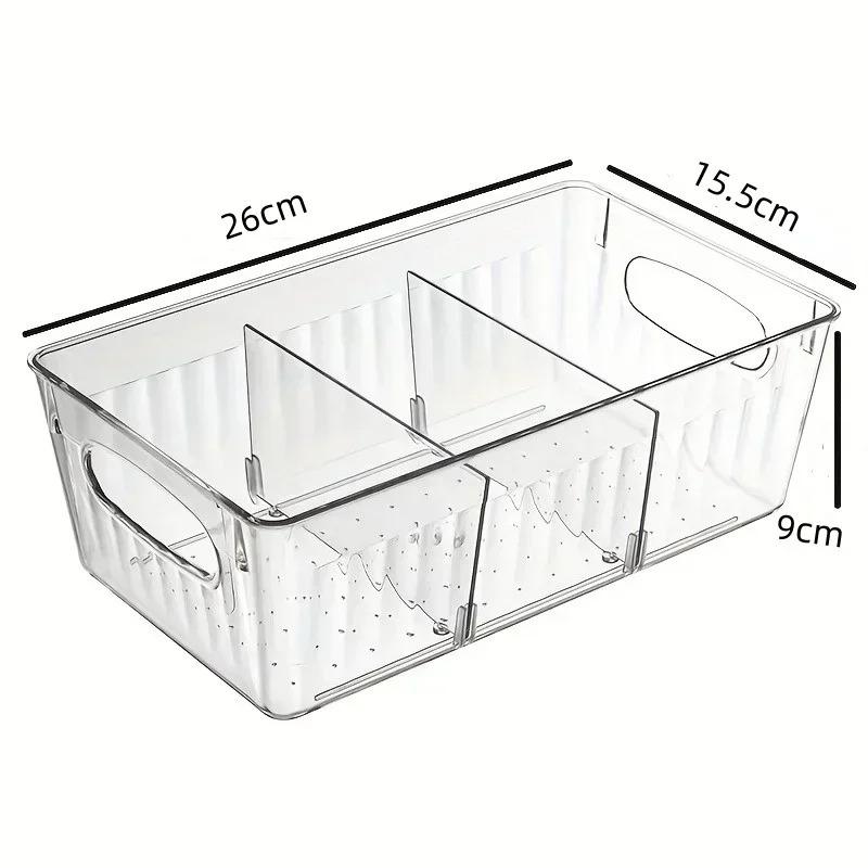 Large Capacity Clear Fridge Storage Box Plastic Organizer Bin with Divider for Food and Pantry Organization Kitchen Organizer