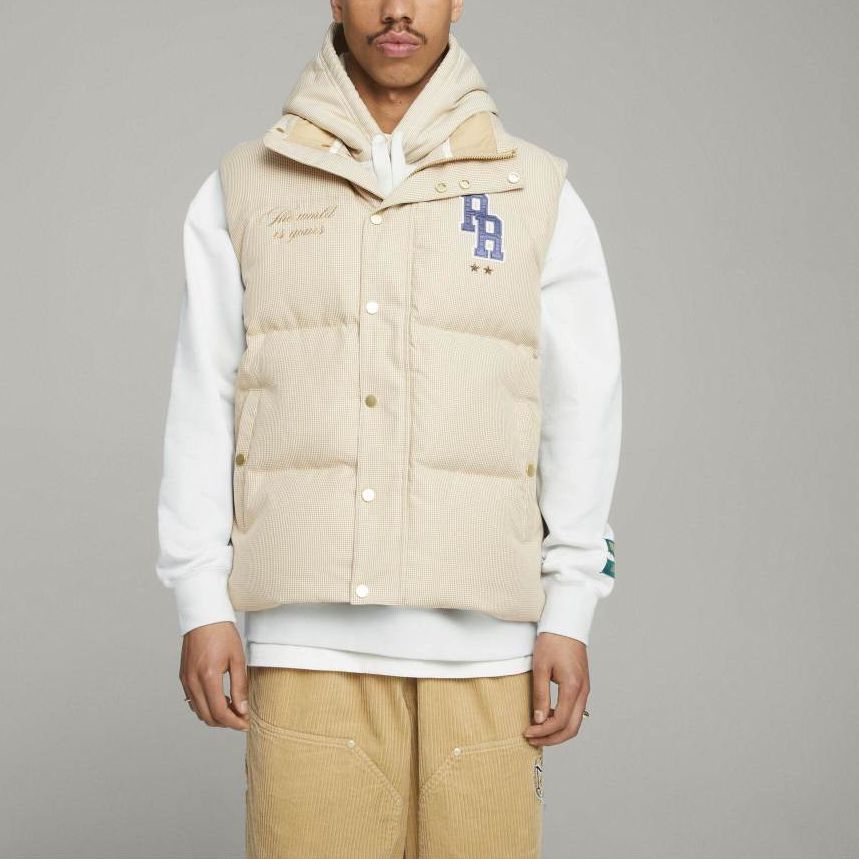 Puma X Rhuigi Collaboration Puffer Vest With Letter Print And Stand Collar Men Outerwear White 620887-65