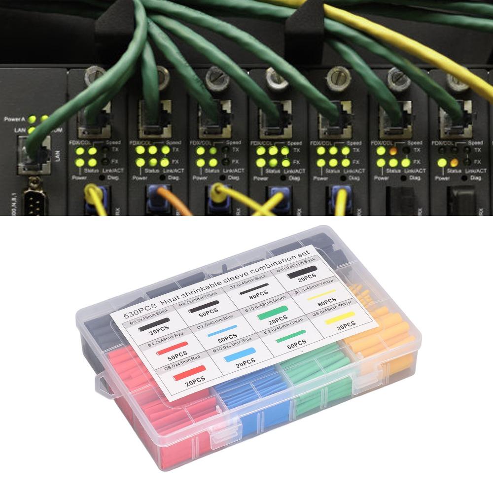 530Pcs Insulation Heat Shrink Tubing Kit 2:1 Shrink Ratio Heat Shrinkable Sleeve  Marine