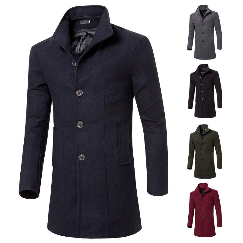 Luxurious Trench Coat Fashion Men's Jacket Winter Warm Wool Coat Outwear Long Overcoat