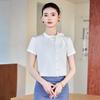 Women's Short Sleeve Chiffon Bow Blouse