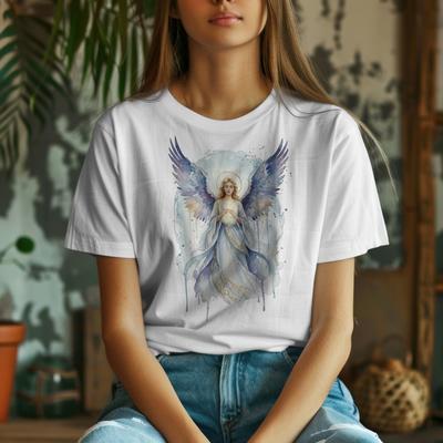 T-shirt Angelo Acquerello Spirituale Celeste Benedetto Angelo Custode, T-shirt Angelica
