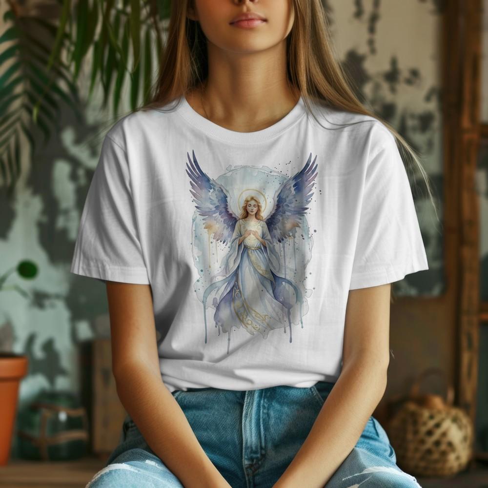 

Watercolor Angel Spiritual Celestial Blessed Tee Guardian Angel, Angelic T-shirt 4XL