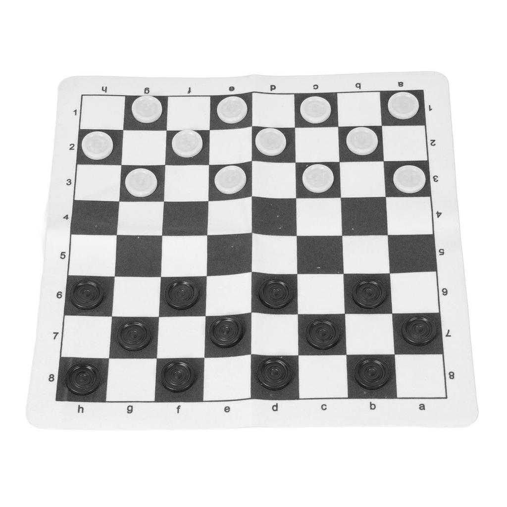 Set Dame Educațional Portabil Pliabil Tablă din Piele PU Joc de Societate de Dame pentru Copii Adulți