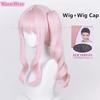 Anime Synthetic Hair Akiyama Mizuki Cosplay Wig Long 45cm Light Pink Curly Wig Heat Resistant Hair Halloween Party Woman Wigs