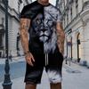 Summer Men's 3D Animal Printing Sports Suit Fashion Casual Trend Breathable Versatile