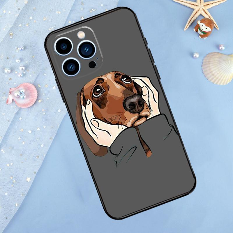 Cartoon Dachshund Sausage Dog Case For iPhone 17 Pro Max 16 15 14 12 11 13 Pro Max Plus 12 13 Mini 16e 17 Air Back Cover