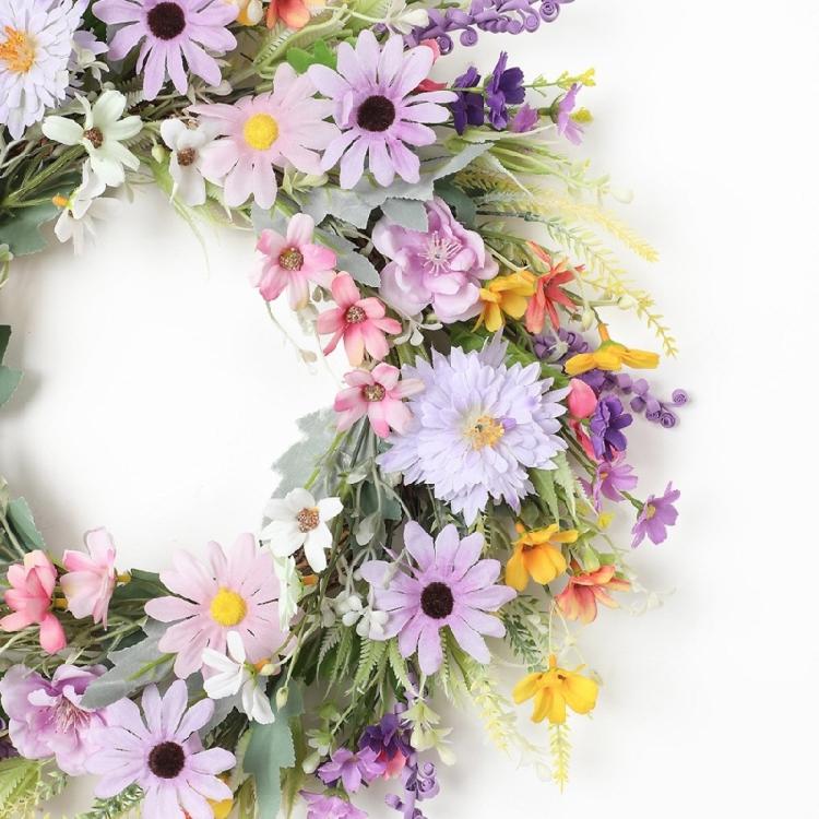 Delicate Violets Pink Blossoms Wreath Silk Flower Garlands Elegant Door Hanging Ornament Outdoor Garden Decoration