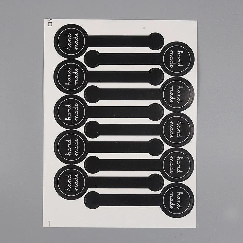 200pcs New Long Style Hand Made Black Handmade Cake Packaging Sealing Label Carft Paper Sticker Baking Diy Gift Box Stickers