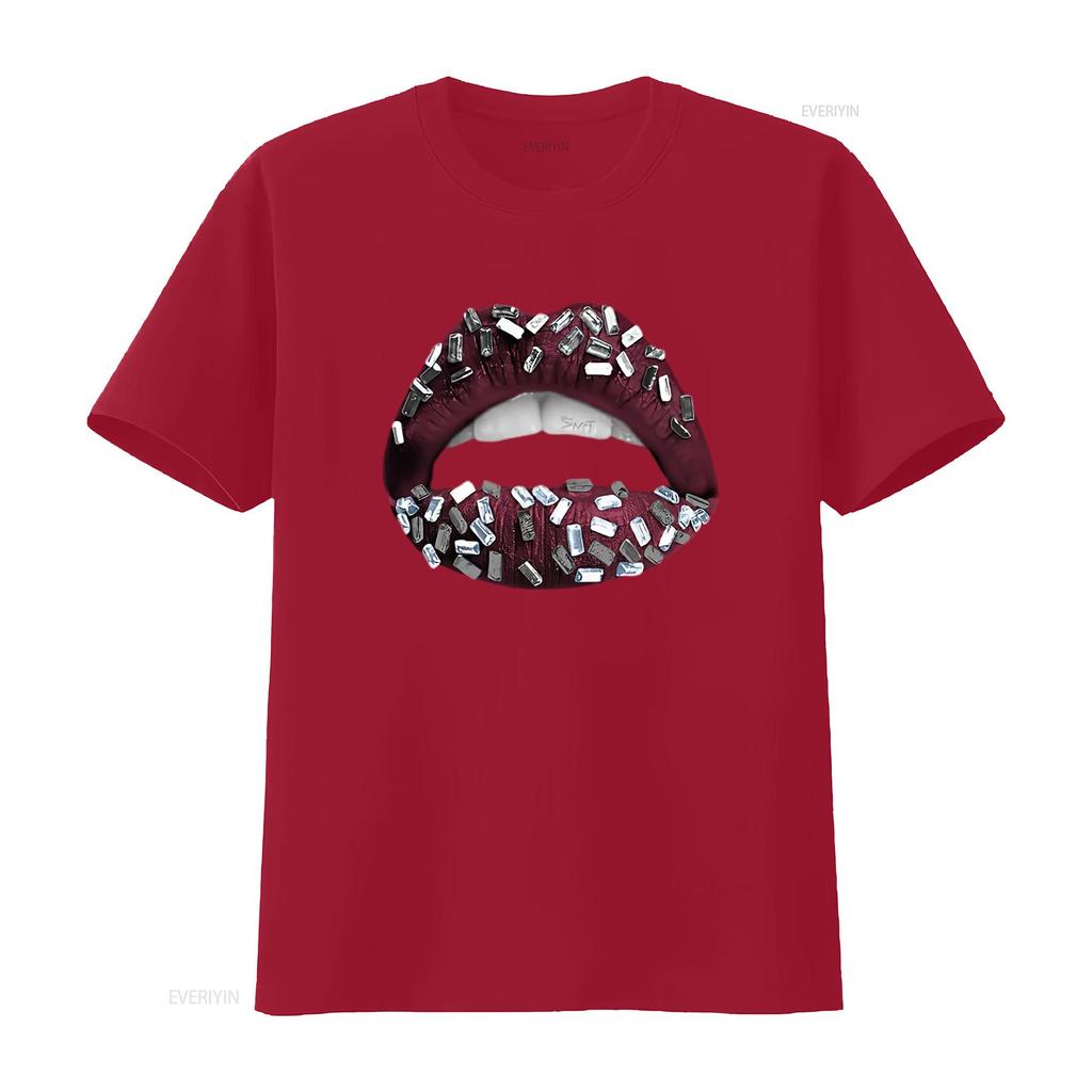 T-shirt da uomo Design Labbbra Gioiello 5 Borgogna Abbinamento Sneaker Nero vintage Lavato Casual uomo abbigliamento designer grafica Unisex
