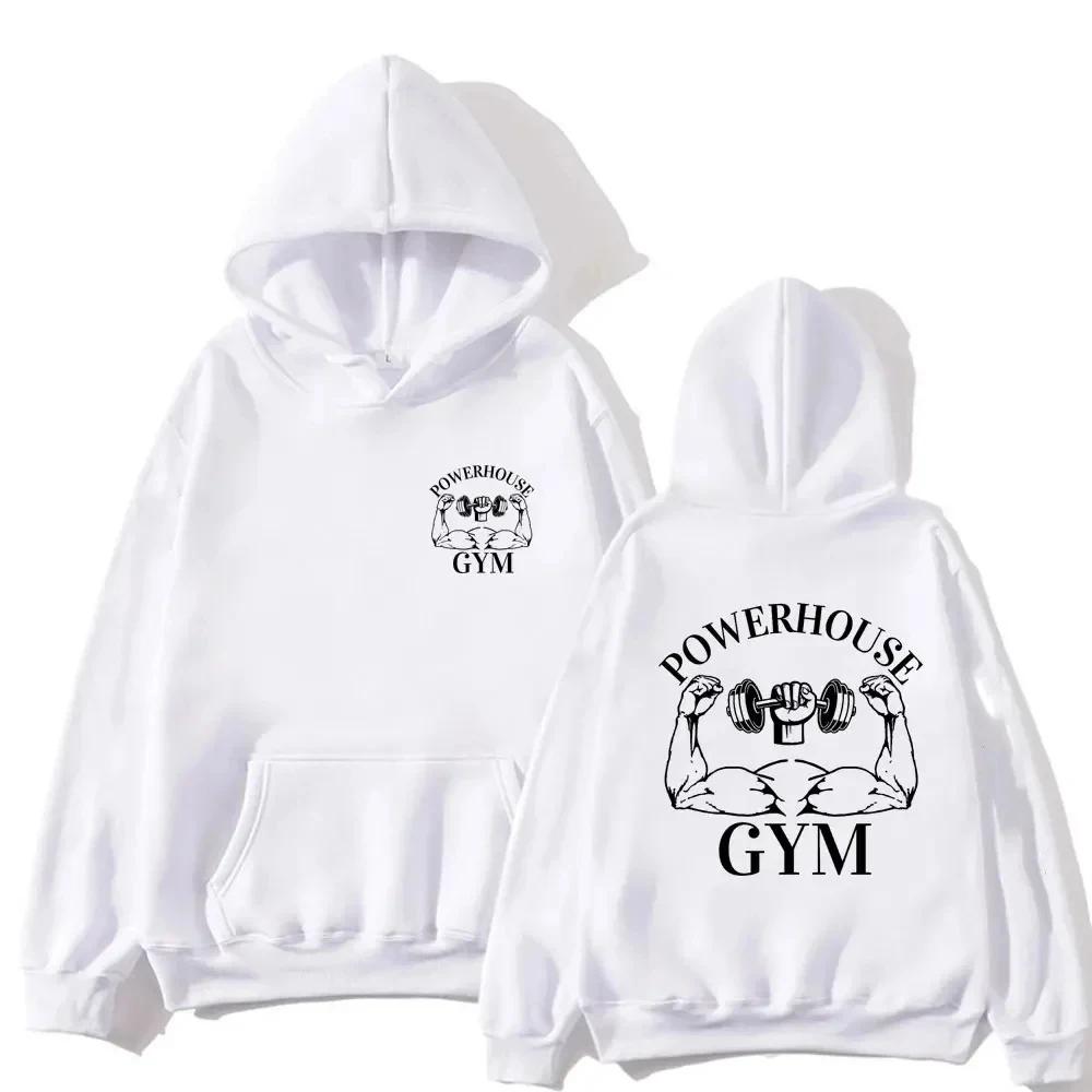 Powerhouse Gym Logo Hoodie Harajuku Men Women Geek Fitness Hoodies  Long Sleeve Aesthetic Sweatshirt