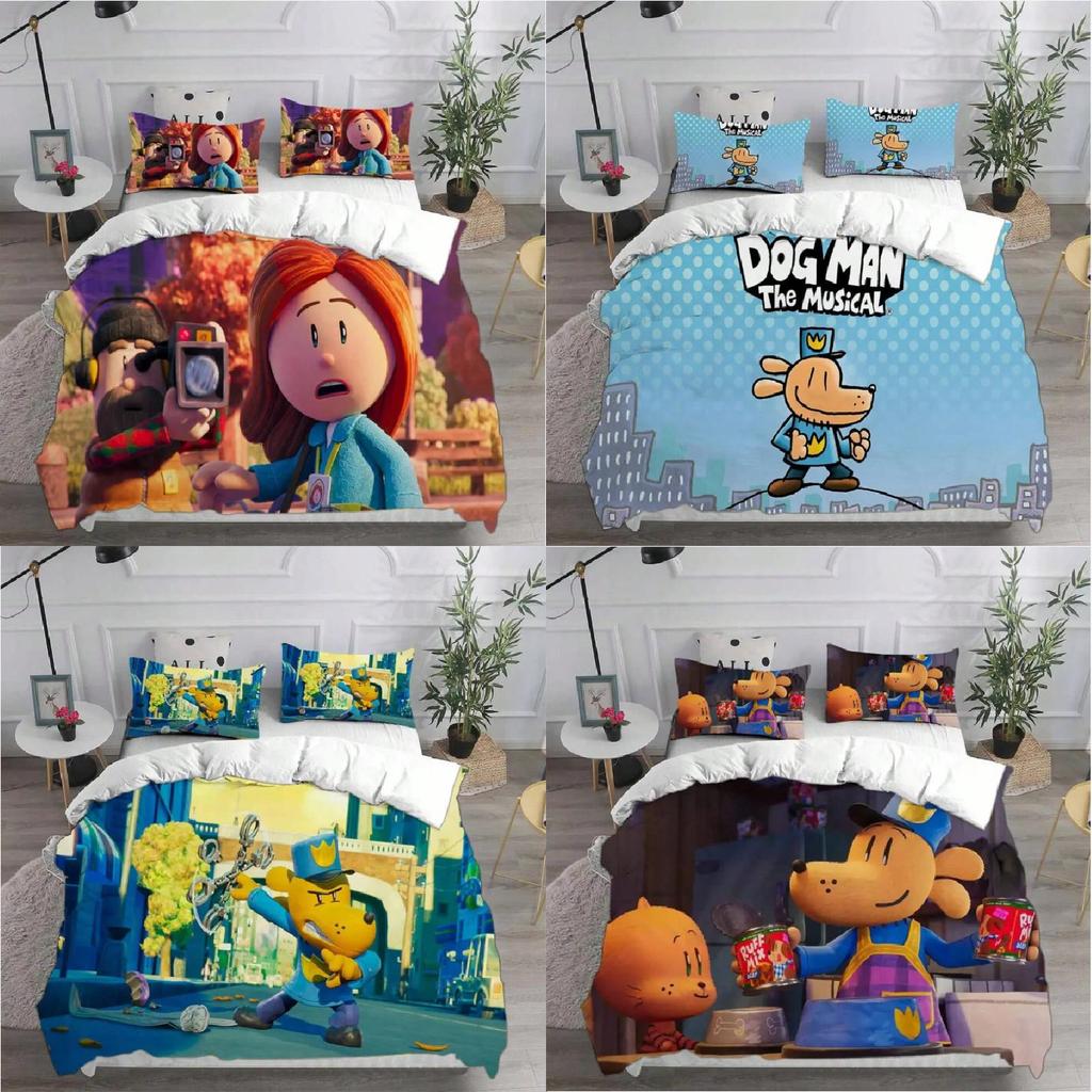 Dog Man Bed Set With Polyester Fabric Modern Minimalist Style For Bedroom Decor