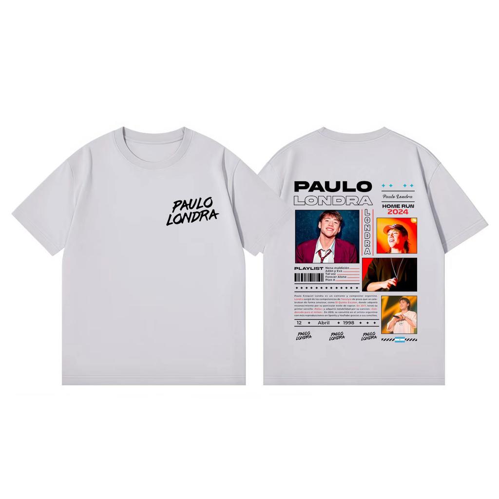Rapper Paulo Londra Double Sided Print T Shirt High Quality Fashion Oversized Tshirt Men Women Clothing Casual Cotton Tshirts