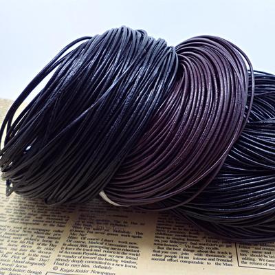 Round Black Coffee Cowhide Leather Rope (2mm & 3mm) - DIY Jewelry Accessories