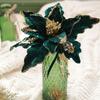 Glitter Christmas Glitter Artificial Flowers Large 30cm with Stems Xmas Tree Flowers Ornaments Cute Creative
