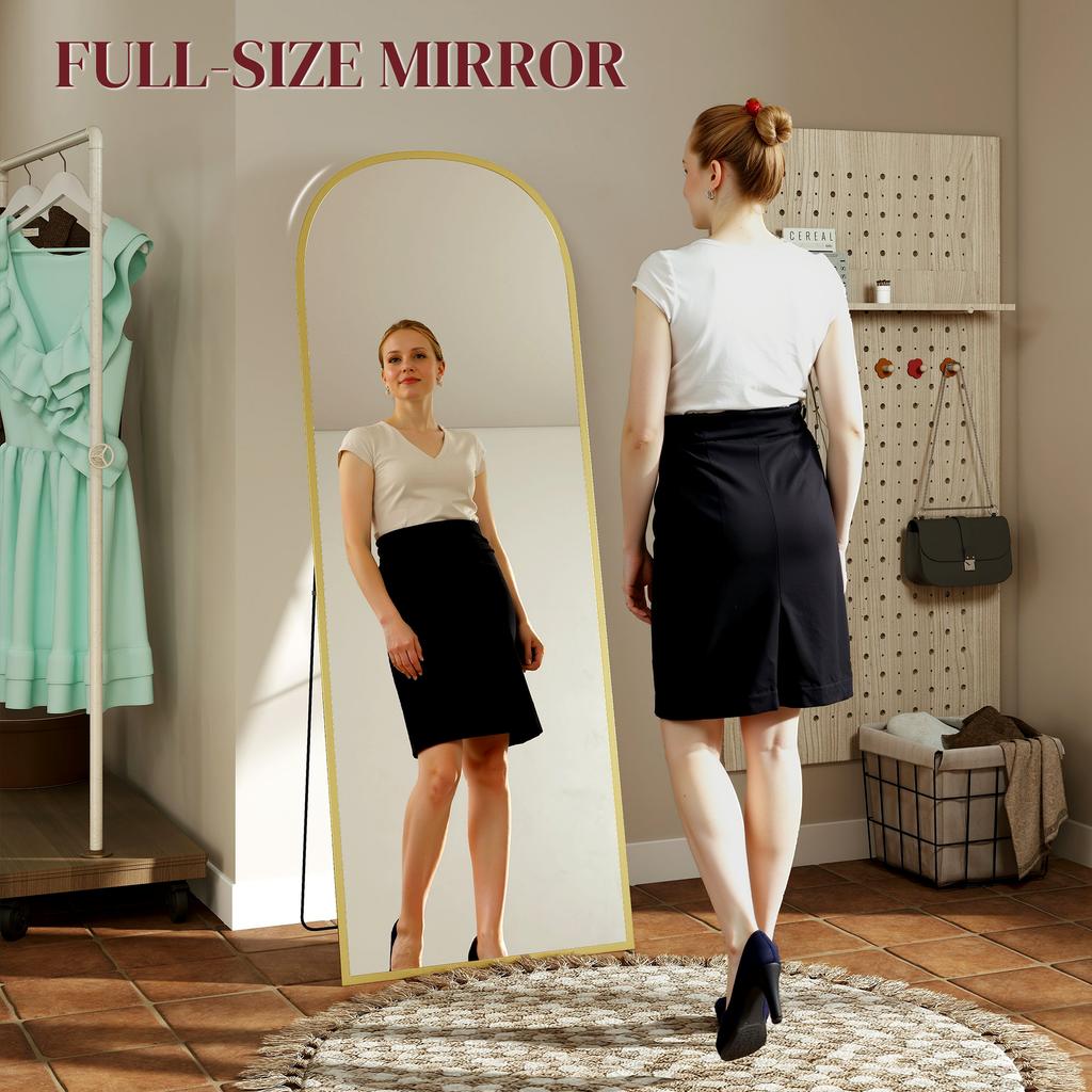 165Cm Aluminium Frame Standing Mirror Gold