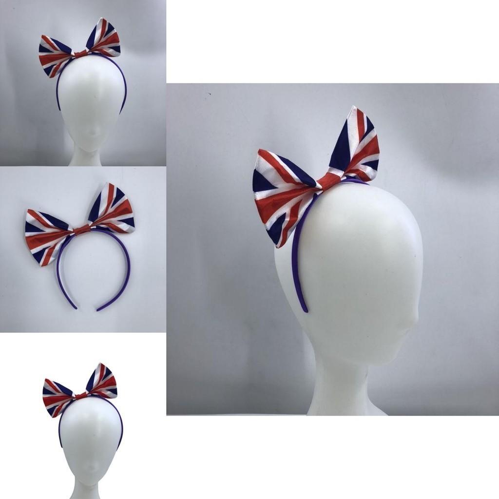 Usa/england Fan Bow Headwear Football Club Supporter Plaid Unisex Accessory