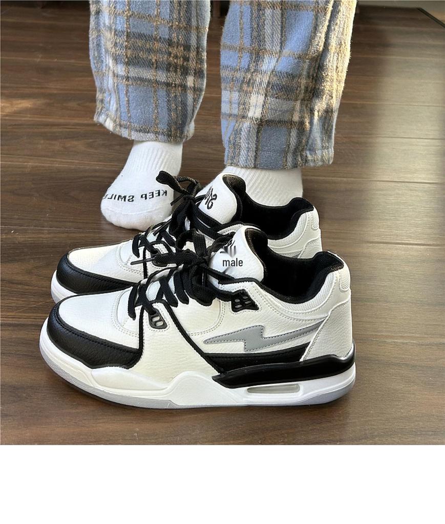 Hong Kong Style Men's Air Cushion Sports Shoes - 2025 Summer Trend, Thick Sole Casual White Sneakers for Students and Couples