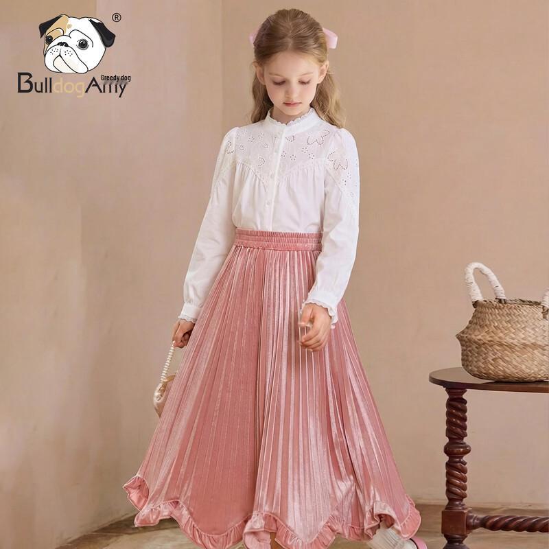 Camisa de Algodón con Mangas de Farol de Encaje Francés para Niñas CHANZUIGOU