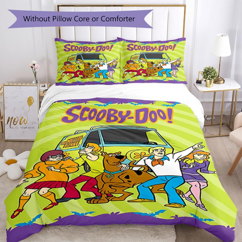 3pcs Scooby Doo Bedding Set Duvet Cover Closure Includes 1 Duvet Cover & 2 Pillowcases, Soft and Comfortable for All Seasons.