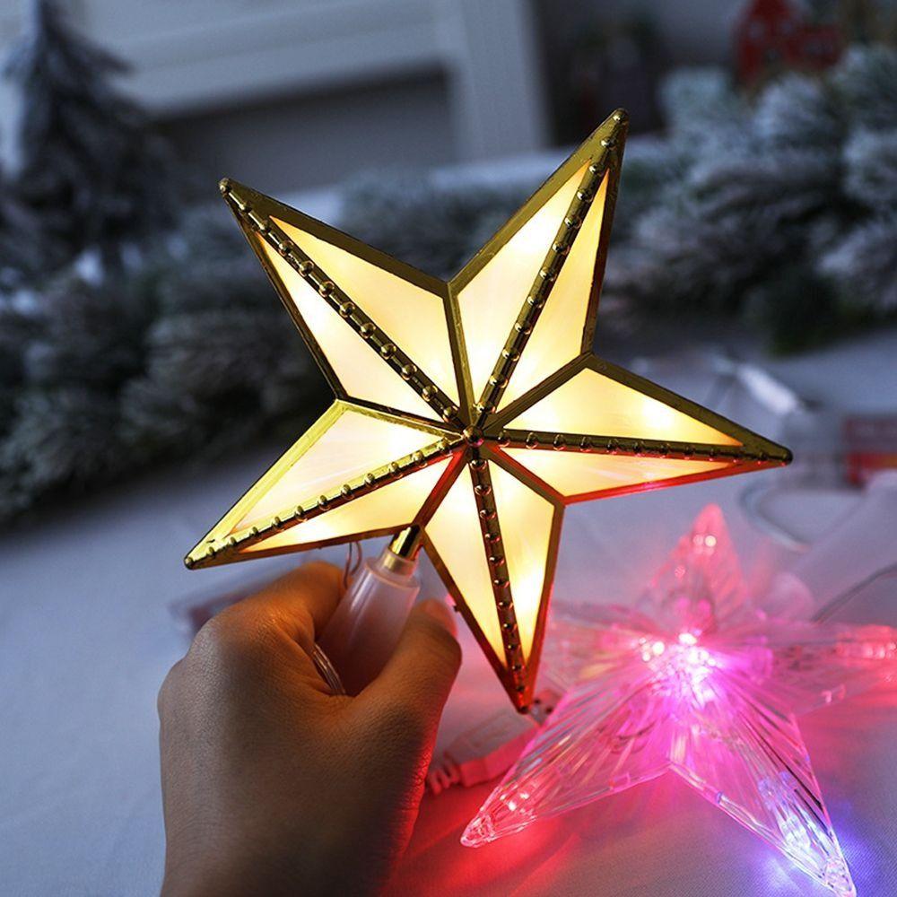 Plastic Christmas Tree Top Star Glowing Lightweight Star-Shaped Light Lovely Christmas Decorative Star Light New Year