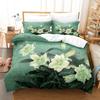 Green Flower Duvet Cover Set Double Bed With Pillowcase Lotus Bedding Set King Size 3pcs 2pcs Single Twin Full 200x200 220x240cm