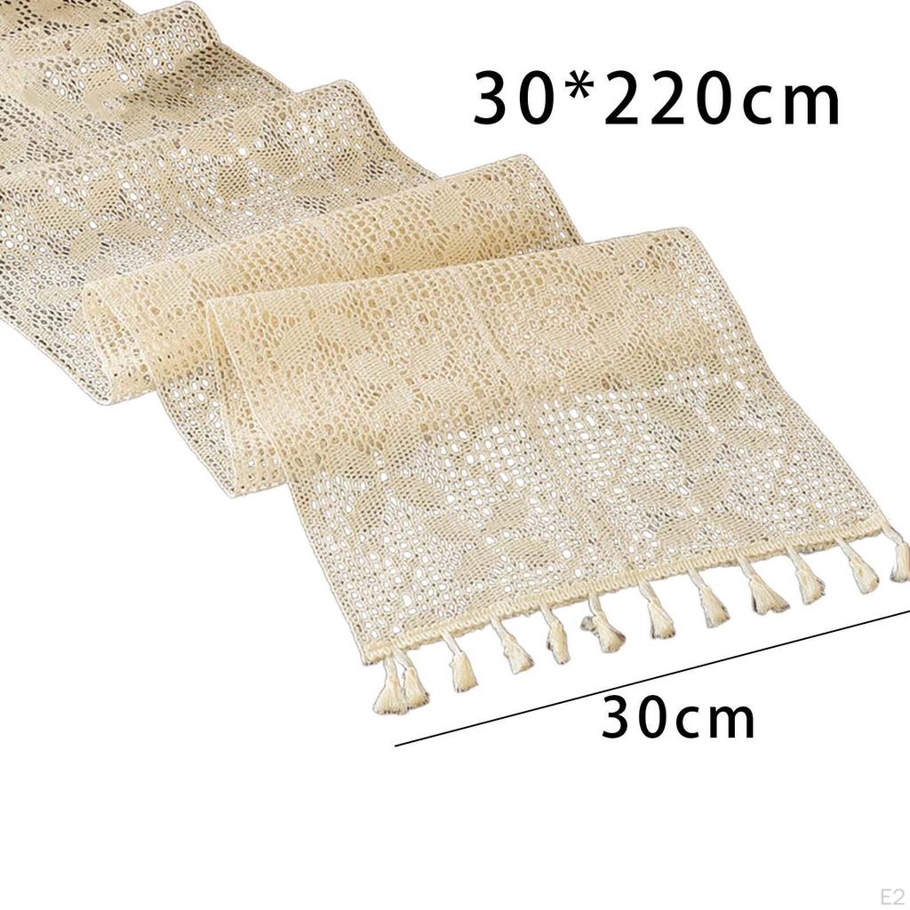 Table Runner Cover with Tassels Supplies Tablecloth Decor Rectangle Cloth