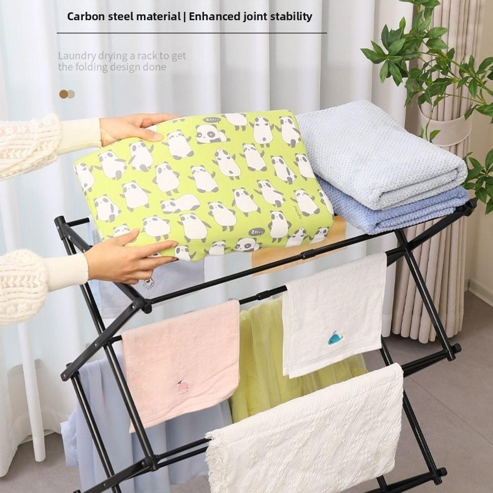 Retractable Foldable Clothes Drying Rack Collapsible Steel Frame Cooling Clothes Rack 3-Layer Anti-Rust Clothes Airer Towel