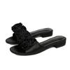 Fashion 2025 Luxury Silk Floral Slippers Women Low Heels Sandalias Ladies Elegant Home Pantuflas Shoes Summer Femme Antiskid Flat Slides