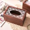 Solid Wood Chinese Retro Tissue Box Creative Living Room Paper Box Home Dining Table Restaurant Coffee Table Storage Napkin Case