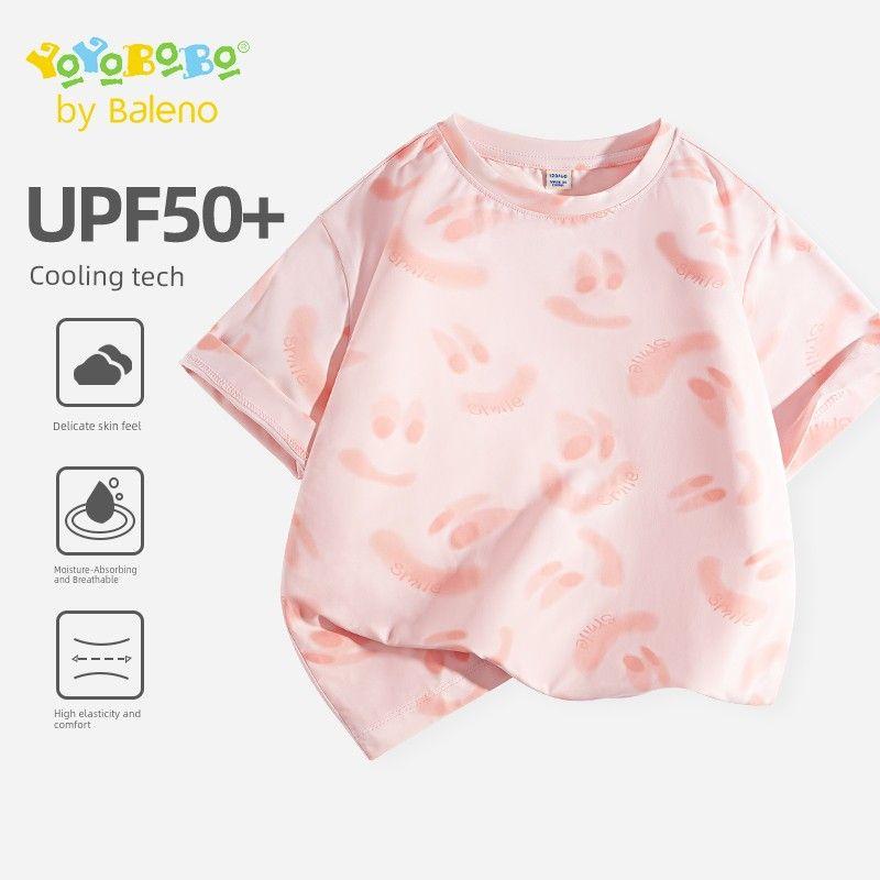 Baleno Kids Ybb Series Girls  Summer Outfit Thin Short-Sleeve Children s Summer Sportswear for Older Kids [Sunscreen Short Sleeves] Pink/Solid Color 120