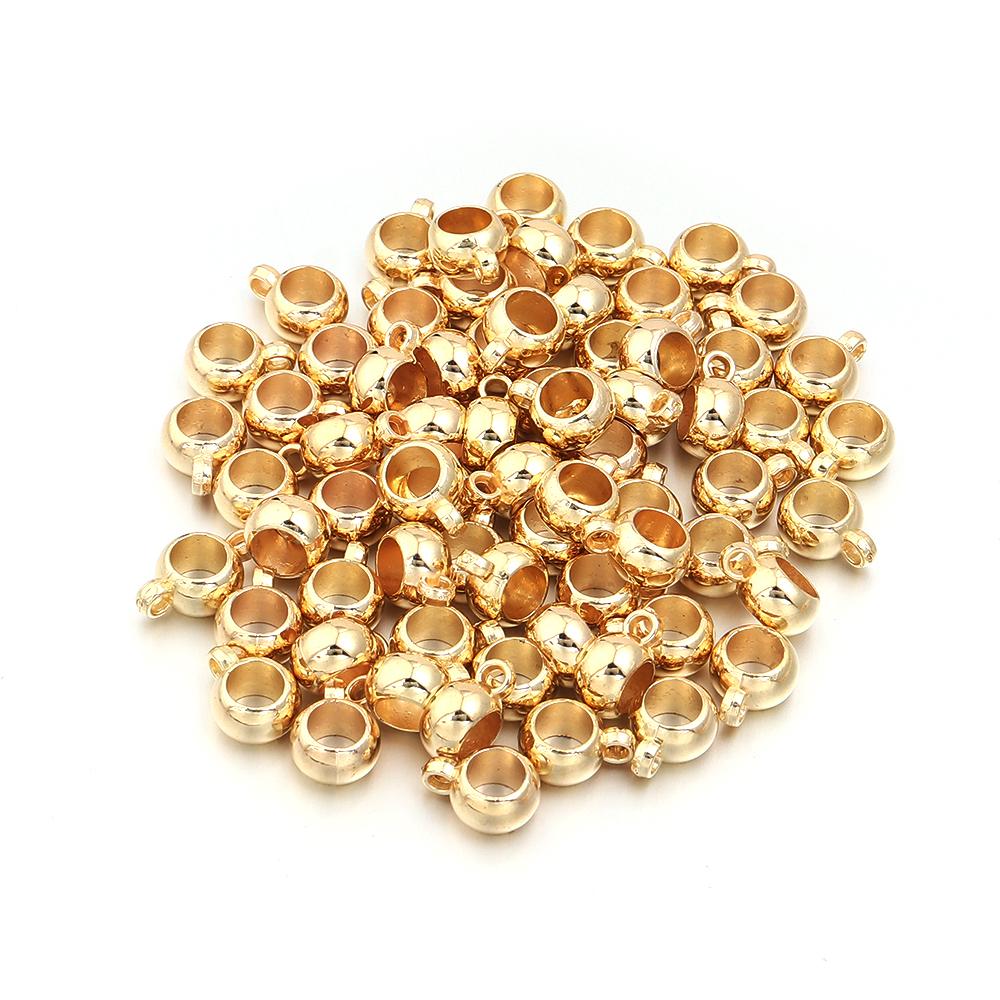 30-100pcs/lot CCB Spacer Beads Pendant Charms Clasps Gold Color Big Hole Bail Beads For DIY Bracelet Jewelry Making Accessories