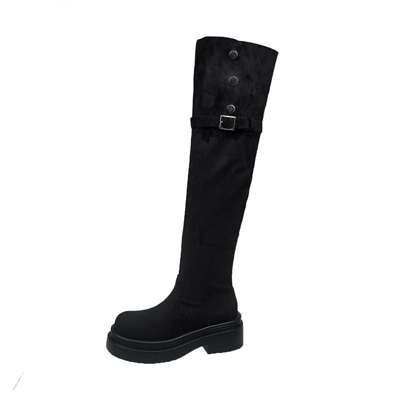 Winter Fashion Women Over The Knee Knight Boots Fashion Fold Two Ways To Wear Shoes Female Thick Heel Silm Thigh High Booties