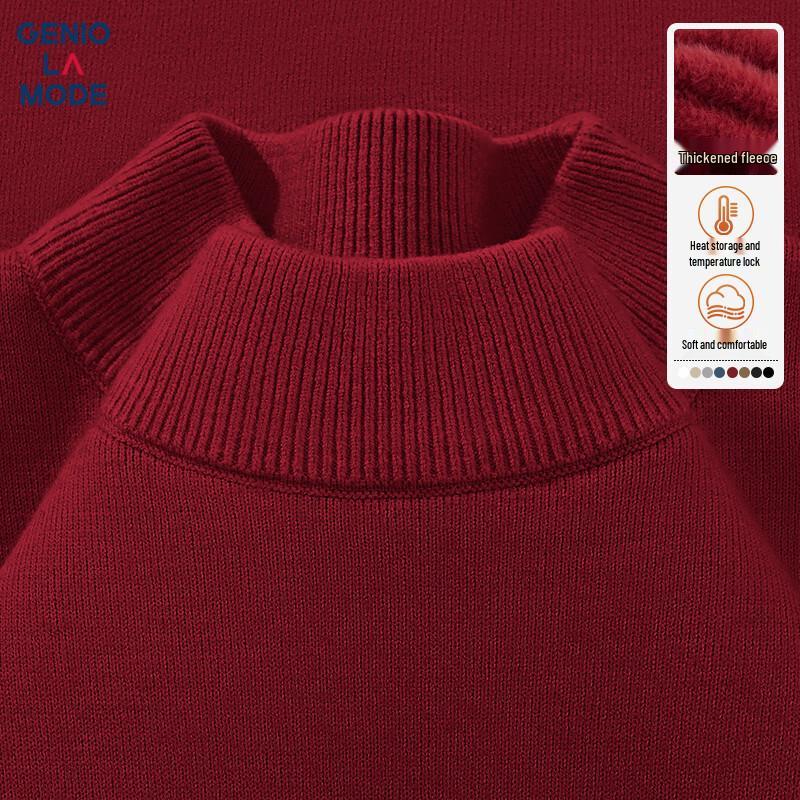

GENIOLAMODE Men s Fleece-Lined Mock Neck Knit Sweater XL