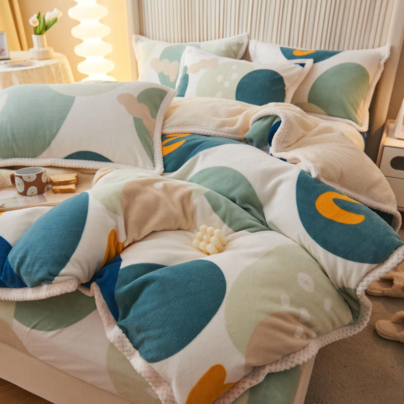 

Утолщенный комплект из четырех предметов из молочного флиса, пододеяльник из овечьей шерсти, коралловое бархатное постельное белье, женский комплект из трех предметов с простыней 120 * 200cm single piece quilt cover