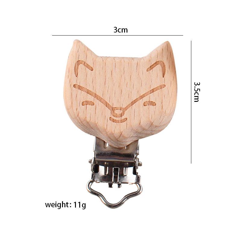 1Pcs Cute Modelling Beech Wood Pacifier Clip Baby DIY Cartoon Animal Wooden Log Pacifier Clips Nipple Chain Holder BPA Free