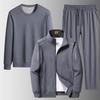 Plus Size Men's Casual Three-Piece Sports Jacket Set for Middle-Aged and Elderly - Loose Fit Sweatshirt for Spring and Autumn
