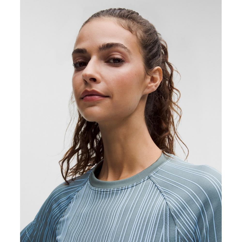 Lululemon Rest Less Variegated Ribbed Pullover Contour Variegated Rib Sinatra Blue Steel Blue