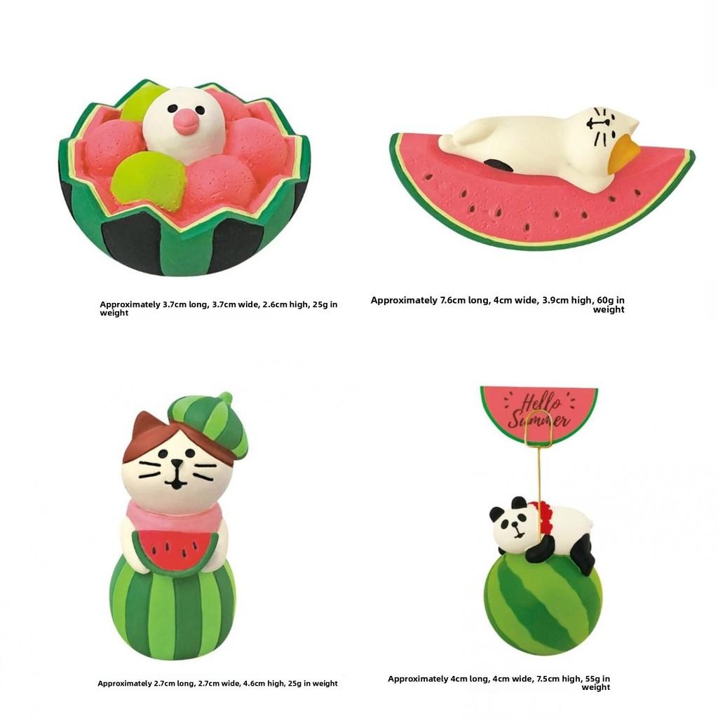Watermelon Cat Resin Craft Summer Decor Cute Collectible For Desk And Shelf