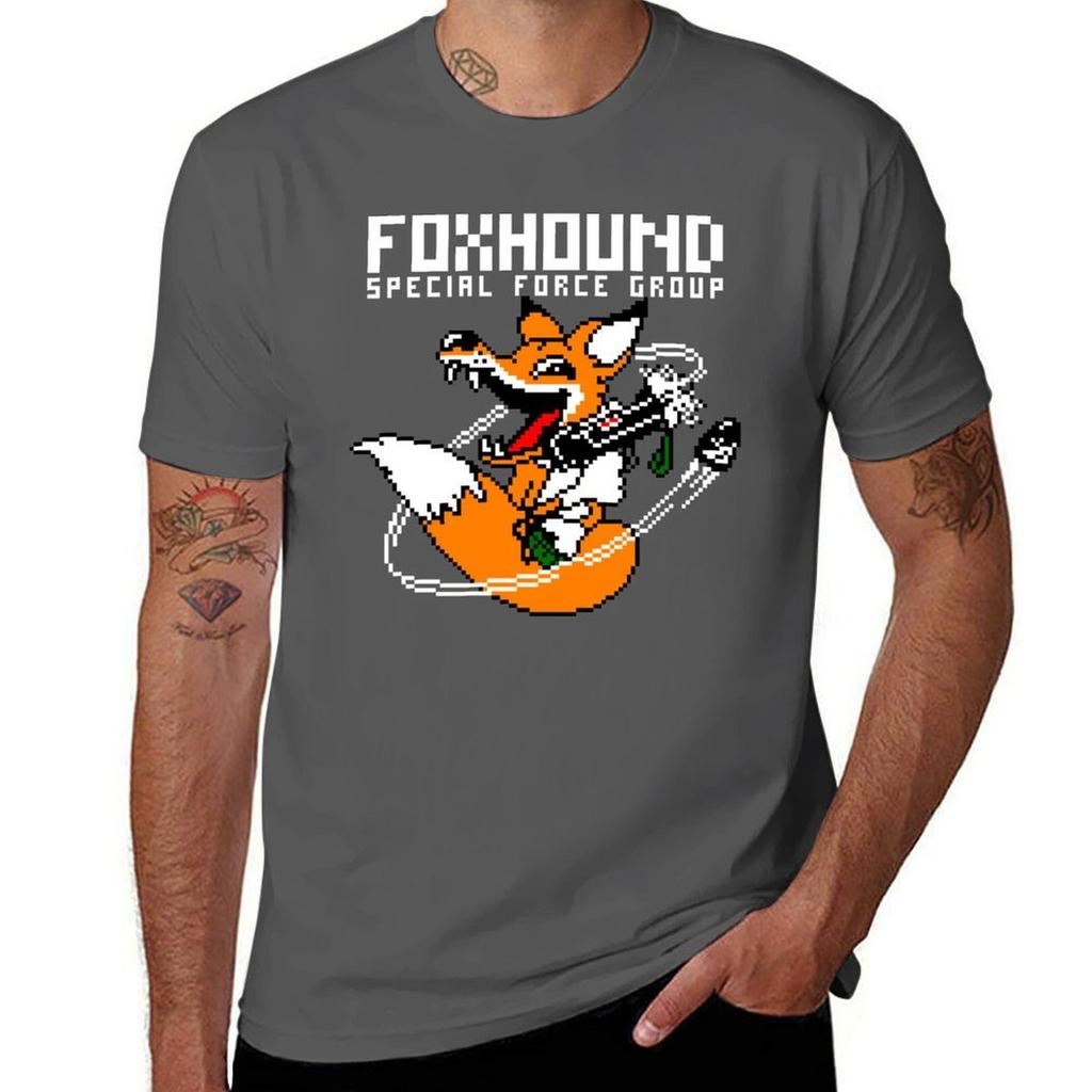Foxhound Pixelart Fuchs Weißes T-Shirt Lässig Tägliche Kleidung Kurzarm Oberteil